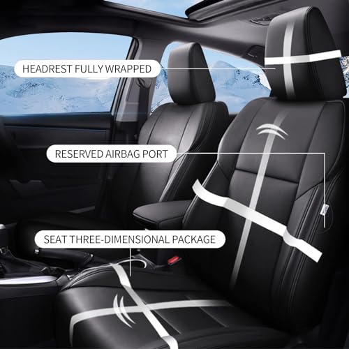Image of IKABEVEM Custom Fit Seat Covers for Toyota Corolla 2023-2026 L, LE, Black | Full Set Seat Covers for Corolla L, LE, Premium faux Leather, Breathable, waterproof, scratch defense, Precision Fit