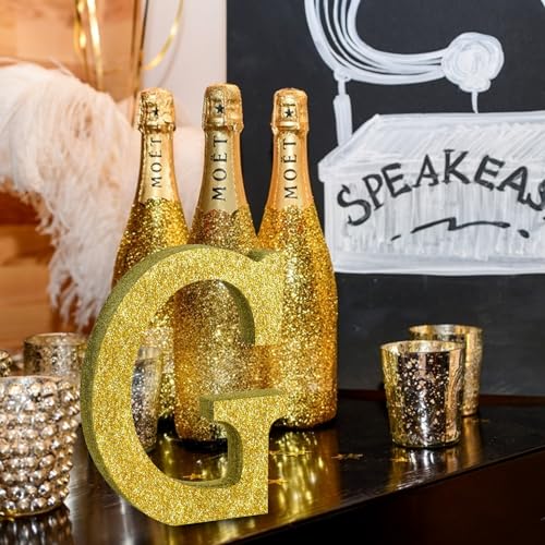 Image of TONIFUL 8 Inch Gold Glitter Letter G Table Centerpiece A-Z Gold Birthday Party Decorations,Gold Alphabet G for Birthday,Chrismas,Graduation,Bridal Shower,Wedding,Anniversary Party Supplies