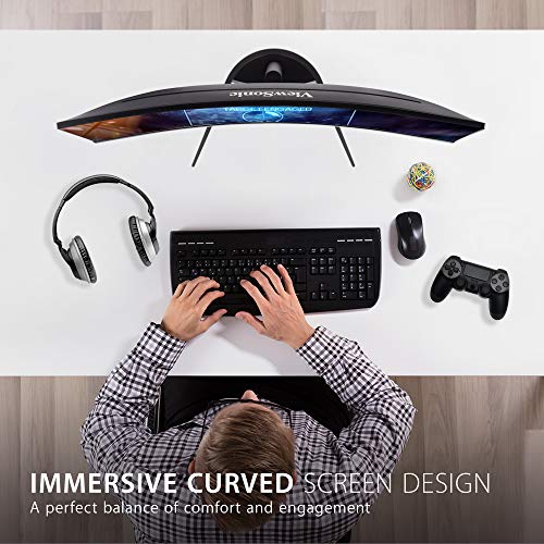 Image of ViewSonic VX2768-2KPC-MHD 27 Inch Curved 1440p 1ms 144Hz Gaming Monitor with FreeSync Premium, Eye Care, HDMI and Display Port