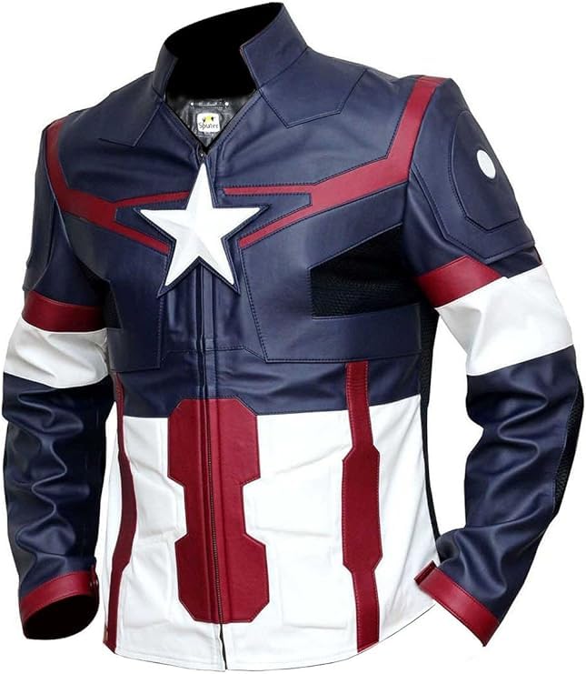 Captian Faux Leather America Super Hero Jacket Movie Design Replica2