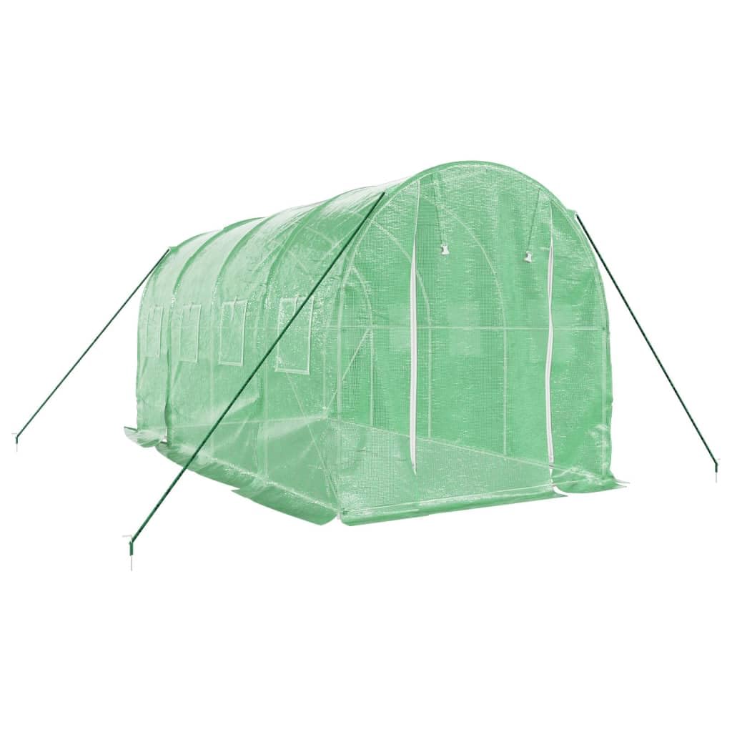 Szklarnia ze stalową ramą, zielona, 8 m², 4 x 2 x 2 m, pokrywa PE, zwijane okna, idealna do warzyw, ziół, pomidorów, ochrona przed zamarzaniem, wentylacja i hodowla roślin w ogrodzie
