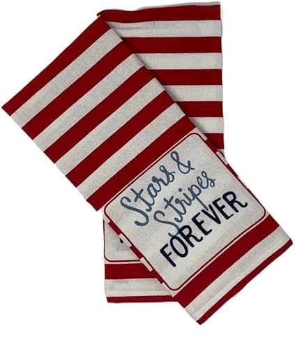 American Patriotic Oven Mitt, Pot Holder, Dish Towels Kitchen Set - Red, White And Blue (Stars & Stripes Forever) #TOP1