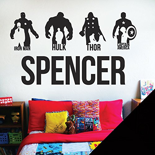 Avengers Personalised Name Children Wall Art Sticker - Marvel, Iron Man, Captain...