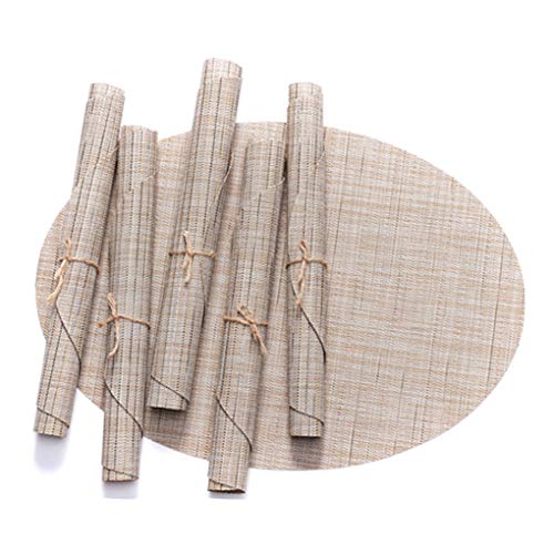 Sets de table en vinyle tissé antidérapants et lavables couleur crème