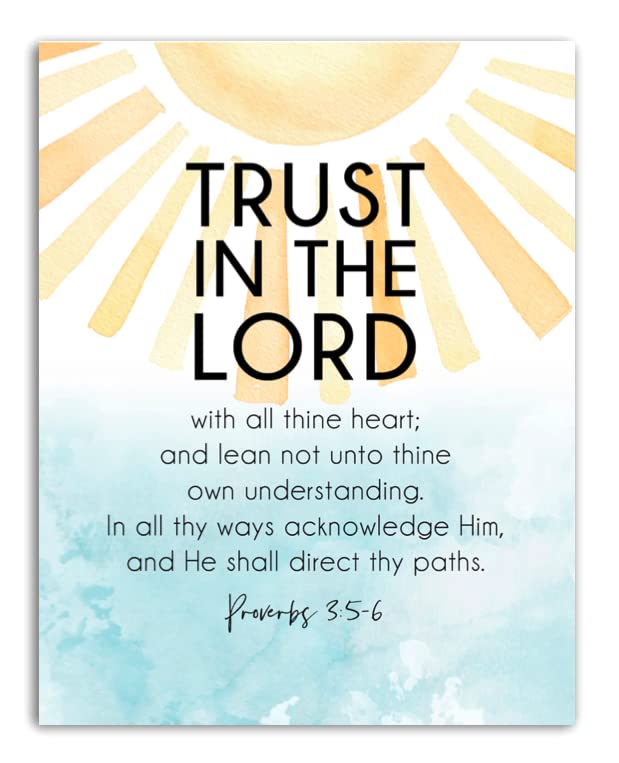 Trust in the Lord Poster, Christian Religious Art, Inspirational, Motivational Print, Bible Quotes, Bible Verse- 11x14 - Unframed Print - Decor for