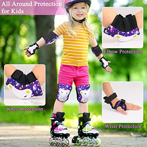 Image of FIODAY Knee Pads for Kids Toddler Knee Pads and Elbow Pads Wrist Guards with Drawstring Bag Adjustable Protective Gear Set for Girls Boys Skating Cycling Skateboard Scooter,3-8 Years,Purple