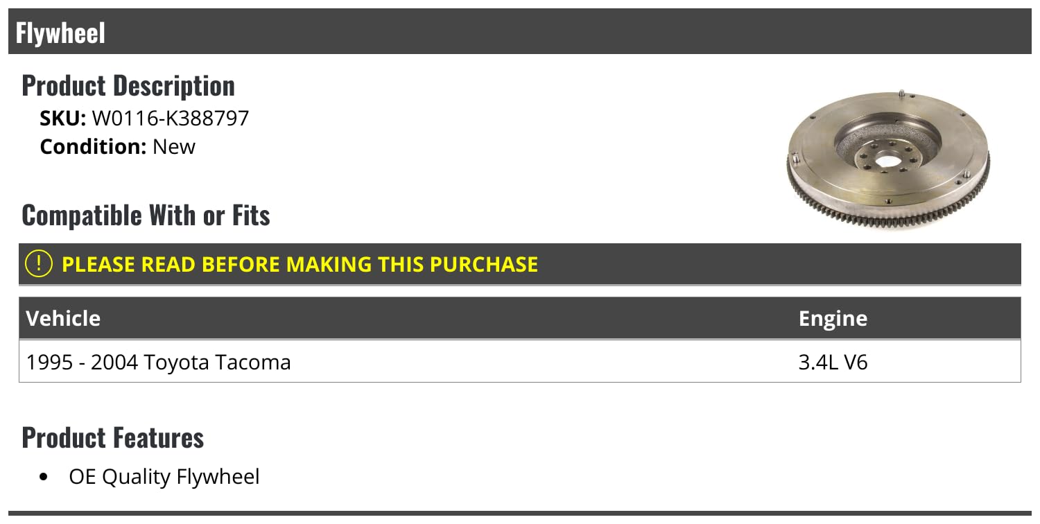 Marketplace Auto Parts Flywheel - Compatible with 1995-2004 Toyota Tacoma 3.4L V6