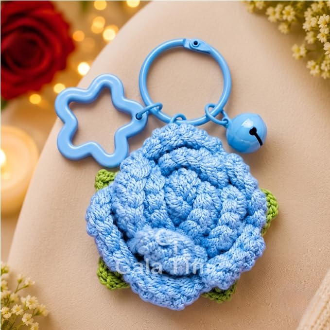 Image of Handmade Crochet Flower Keychain for Bags Keys Purse Backpack Cute Aesthetic Yarn Keyring Bag Charm Handmade Soft Thread Flower Keychain for Girls Women Kids Gifting and Daily Use