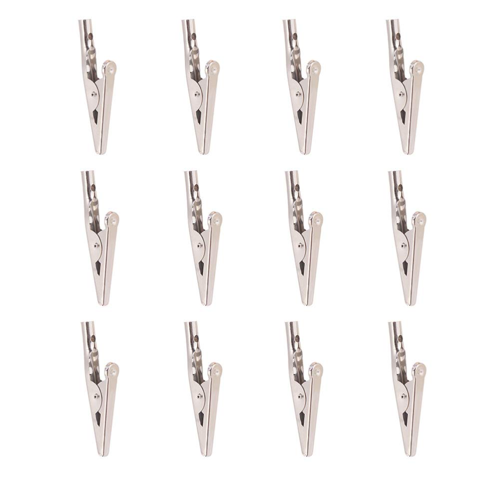 24pcs Metal Alligator Clip Metal Clips Heavy Duty Alligator Clips Alligator Crocodile Clamp Mini Binder Clips 51mm Crocodile Clip Brass Stainless Steel Nickel Plated