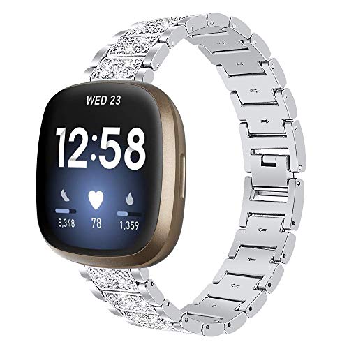 Correa metálica con brillantes para Fitbit Versa 4 Sense 2 miniatura 1