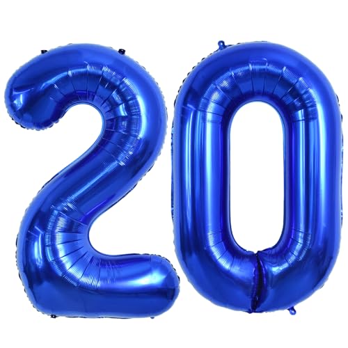 Image of TONIFUL 40 Inch Navy Blue Number 20 Balloon Large Foil 20th Birthday Decor