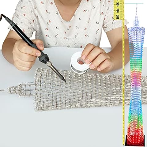 iCubeSmart Led Canton Tower Model DIY Electronic Kit, LED Cube Model Handmade Soldering Project Kit, 64 LED Circles, Height 1 Meter. (GZT-64) Cover