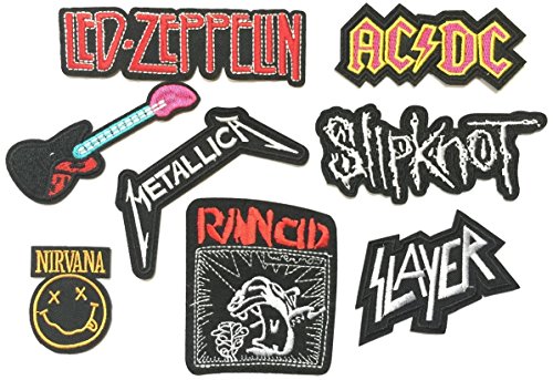Set Patch of Iron on Band Patches Rock Music Band #7,Led Zeppelin Patch,AC DC ACDC Patch,Metallica Music Band Patch,Slipknot Patch,Nirvana Patch,Rancid Patch (Standard Version)