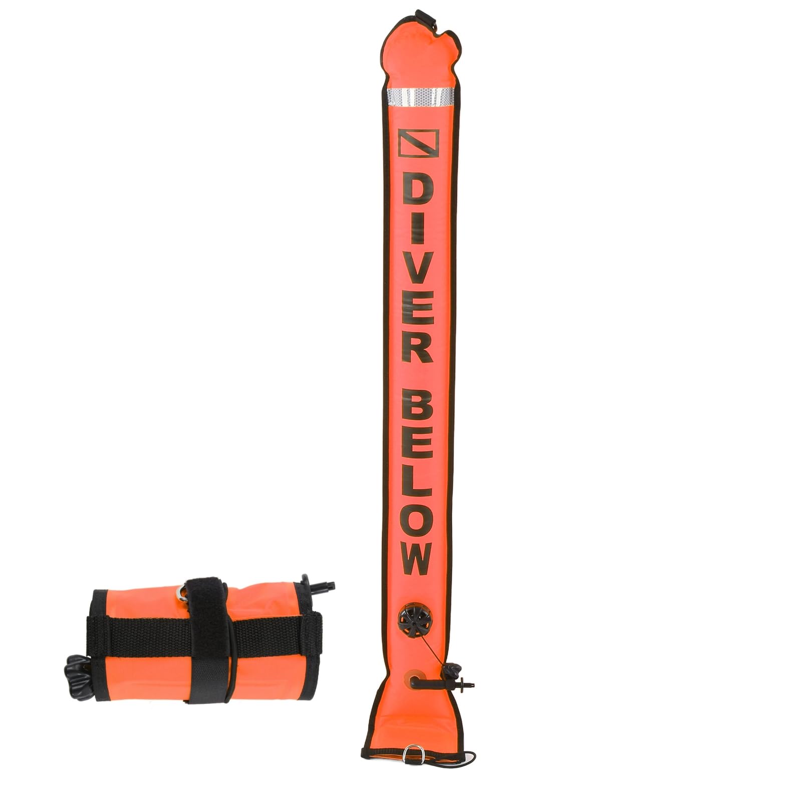 DEWIN Boa Segnalazione Sub, Boa Gonfiabile per Immersioni 120x15 cm, Indicatori di Immersione Gonfiabili Accessorio Nastro Riflettente ad Alta visibilità per Nuoto in Acque Libere