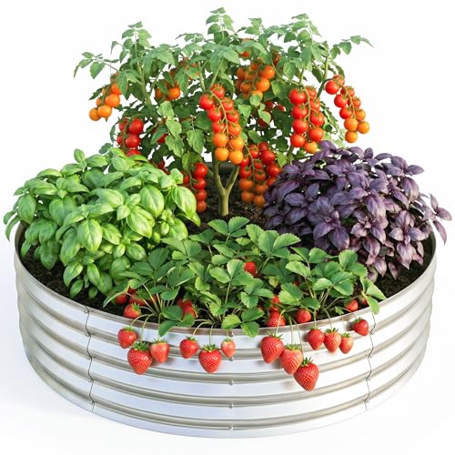 Utopia Home Galvanized Raised Garden Bed Kit 2x2x1 Ft Planter Box Round Raised Garden Beds Outdoor Easy Assembly Metal Raised Bed for Gardening Vegetables Fruits Flowers Pack of 1 Silver