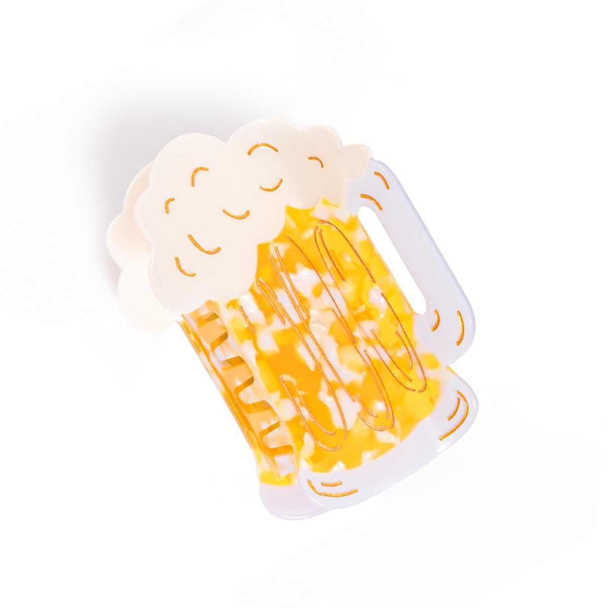Beer Mug Shaped Hair Claw, Acetate, Yellow and White，Birthday Gift for Women Mother Day Present 1PC