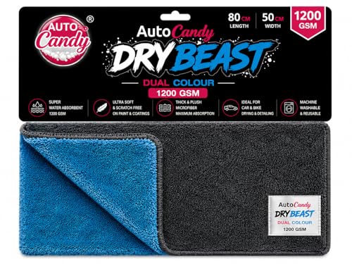 Image of DryBeast 1200 GSM XXL Premium Microfiber Cloth for Car & Bike | 80 x 50 cm | Ultra Plush, Super Absorbent & Scratch-Free Drying Towel | Safe for Paint, PPF, Ceramic Coating & Glass