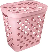 Cesto p/Roupas Usual 30L Ventilado Com Tampa Cores (Rosa)
