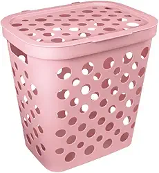 Cesto p/Roupas Usual 30L Ventilado Com Tampa Cores (Rosa)