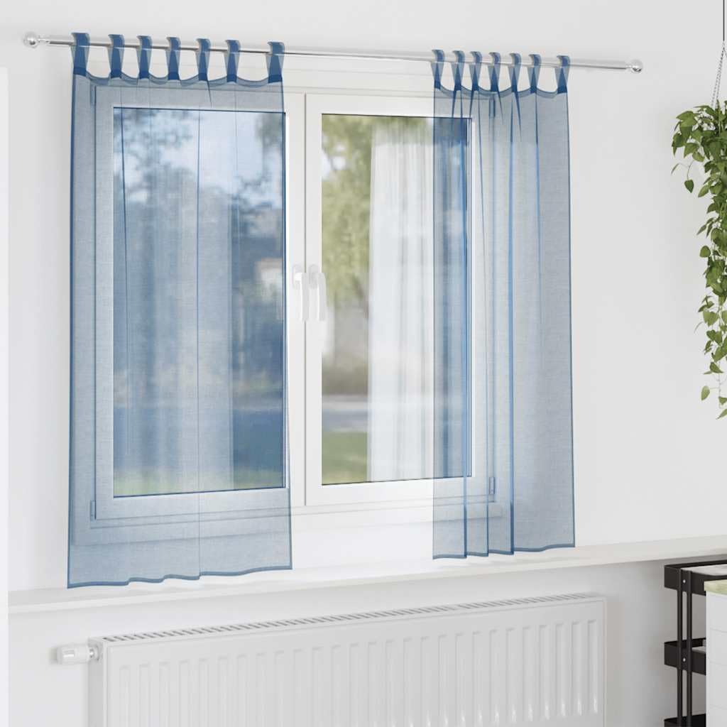 Voile bleu roi rideau voilage 140x140 cuisine et salon brise-vue lot de 2