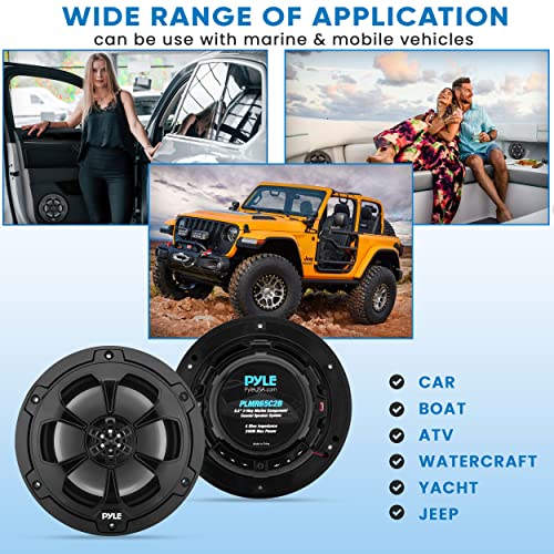 Image of Pyle 6.5 inch Marine Speakers, 2-way Coaxial /Component Waterproof Speakers, 240 Watt Butyl Surround Sound and Surface Mount Capability - Black Pair