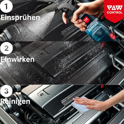 Paw Control Motorraumreiniger mit integriertem Marderschutz – Made in Germany | Effektives Reinigungs- und Marder-Schutzmittel für Motoren | Marderschreck für die Anwendung im Auto entwickelt