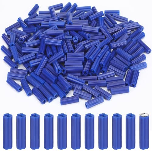 Lineshading 200 Pcs Expanding Plastic Screw Anchors Hole Plastic Anchors for Concrete Tile Cement Bolt Expansion Tube for #10,11,12 Screws, Fix to Wall Drywall or Other Surface (5/16" X 1",Blue)