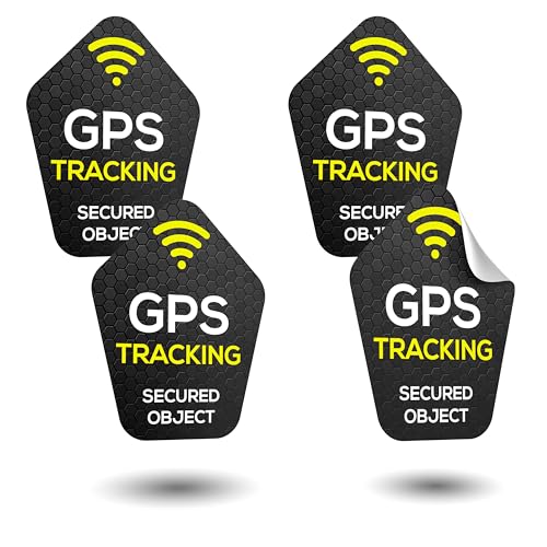 TinyTag® 4X Hinweis-Aufkleber für GPS Tracker - Wetterfester Warn-Sticker als Diebstahlschutz für Dein Fahrrad, eBike, Auto, Motorrad & Koffer - Bombenfest & langlebig | Fahrrad Aufkleber (4er Pack)