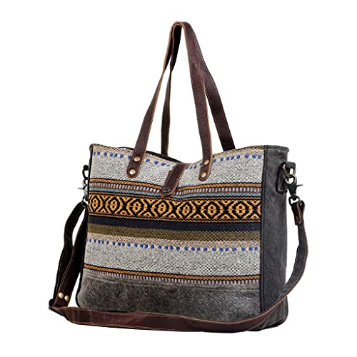 Image of Myra Bag Aztec Purse for Women - Canvas Bag with Real Leather Detailing, Boho Handbags for Women, Cute Western Purse