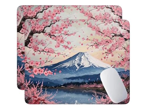 2 Pcs Alfombrilla Ratón Gaming 260x210 mm Monte Fuji Mouse Pad con Base Goma Antideslizante, Superficie Impermeable, Bordes Cosidos, Alfombrilla de Teclado de Oficina, Accesorios Escritorio I 278