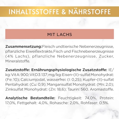Gourmet Gold Raffiniertes Ragout Katzenfutter nass, mit Lachs, 12er Pack (12 x 85g)