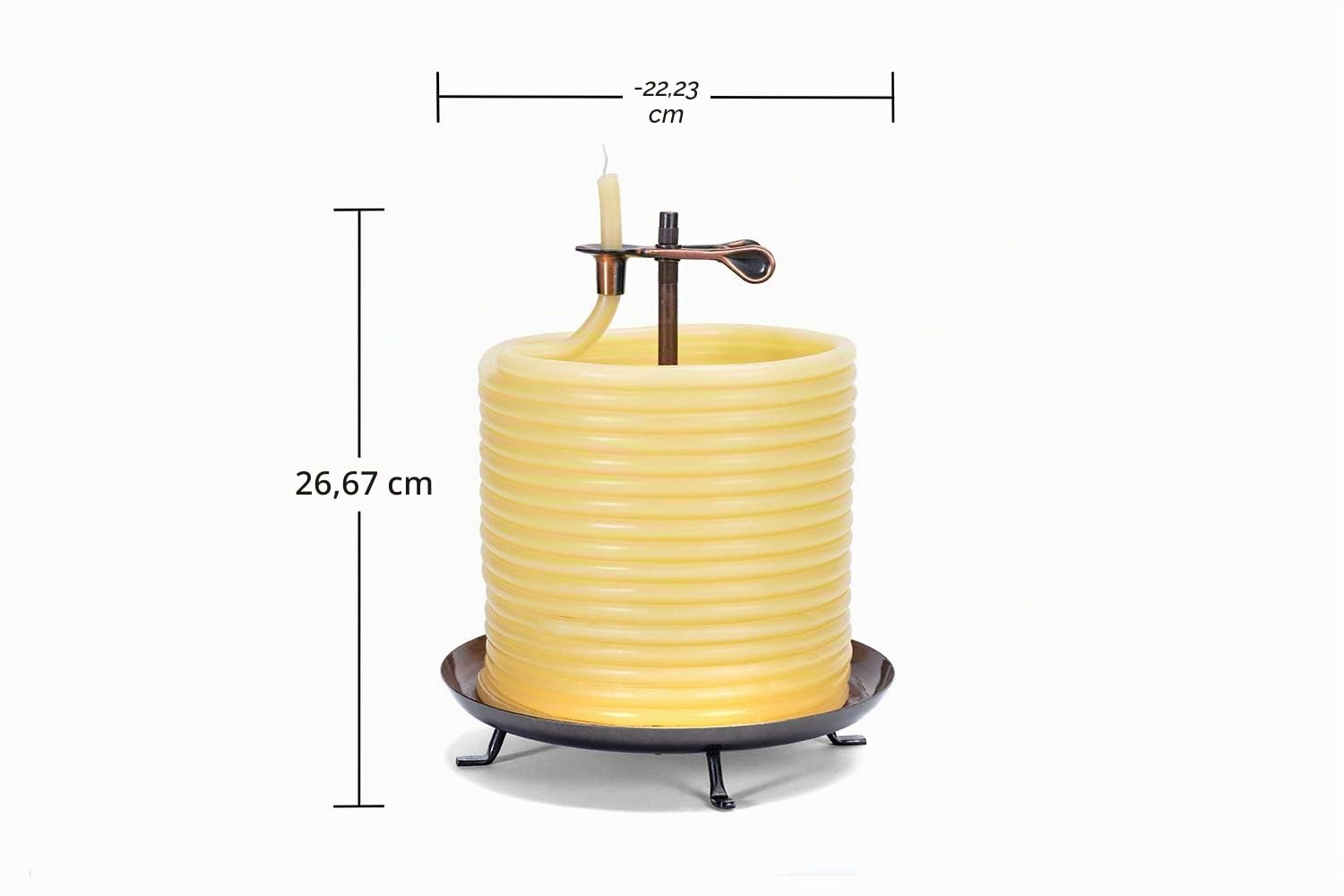 Candle by the Hour Kerze, 144 Stunden Brenndauer, umweltfreundlich aus natürlichem Bienenwachs mit Baumwolldocht, Metall, gelb, Candle