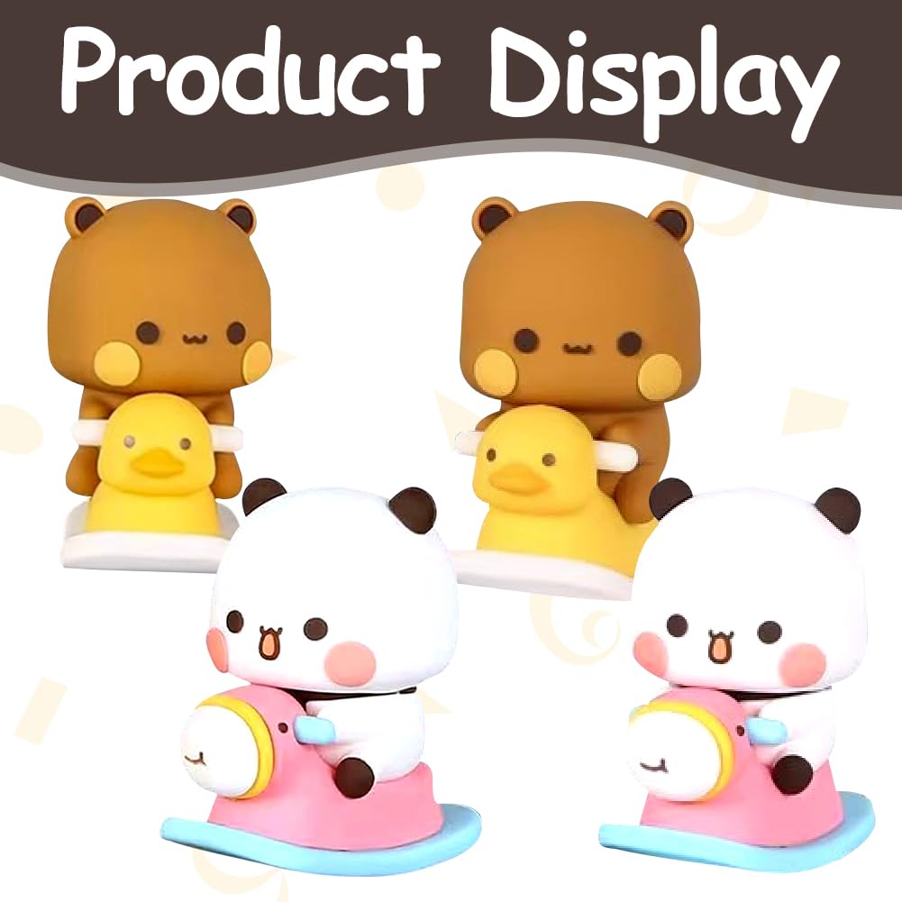 YEIUZPT 2 pcs Bubu Dudu Bobblehead, Bubu Dudu Wobble Figure, Cute Car Dashboard Decorations, Collectible Table Decoration, for Office, Desktop, Room, Car Decoration Sculpture Bear - Image 4