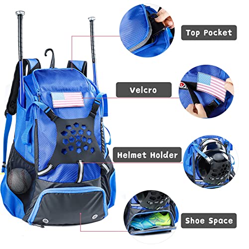 Youth Baseball Bag, Baseball Backpack For Boys, Bat Bag, Softball Bag, T-Ball, Softball Equipment & Accessories For Bat, Glove Holder, Helmet, Shoes Compartment, Baseball Gifts For Youth And Adults. #TOP4