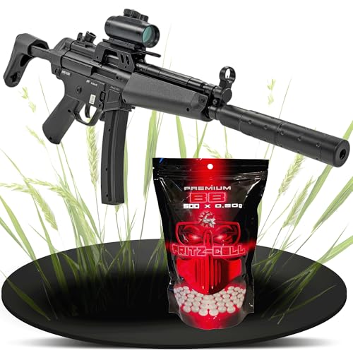 Set A5 Airsoft Maschinenpistole AEG Softair Waffe 0,5 Joule 6 mm inkl. 500 Premium BB's 0,20g Munition