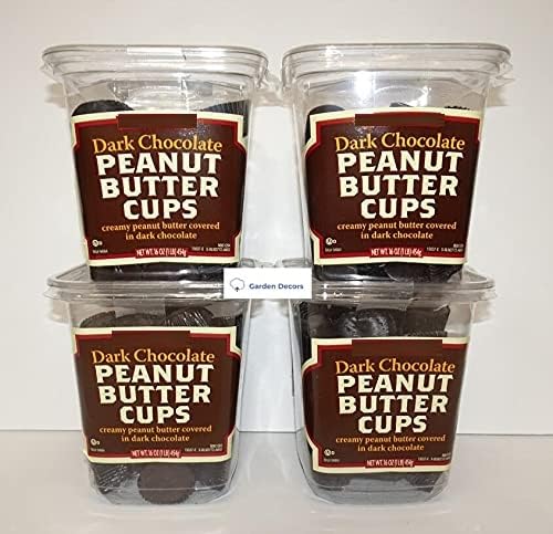 Trader Joe Dark Chocolate Peanut Butter Cups Container 16oz 454g (Four Containers)