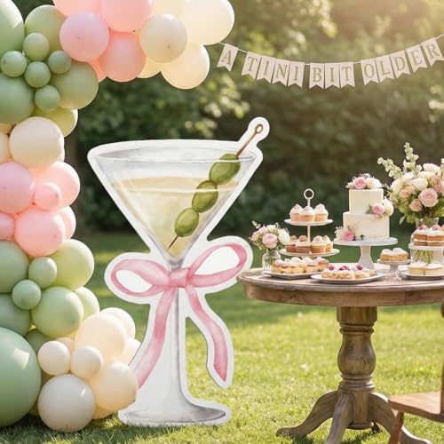Image of Colingmill 4ft a Tini Bit Older Birthday Decorations Pink Martini Party Backdrop Birthday Party Cardboard Cutouts Decor for Women Bar Wedding Bridal Shower Supplies