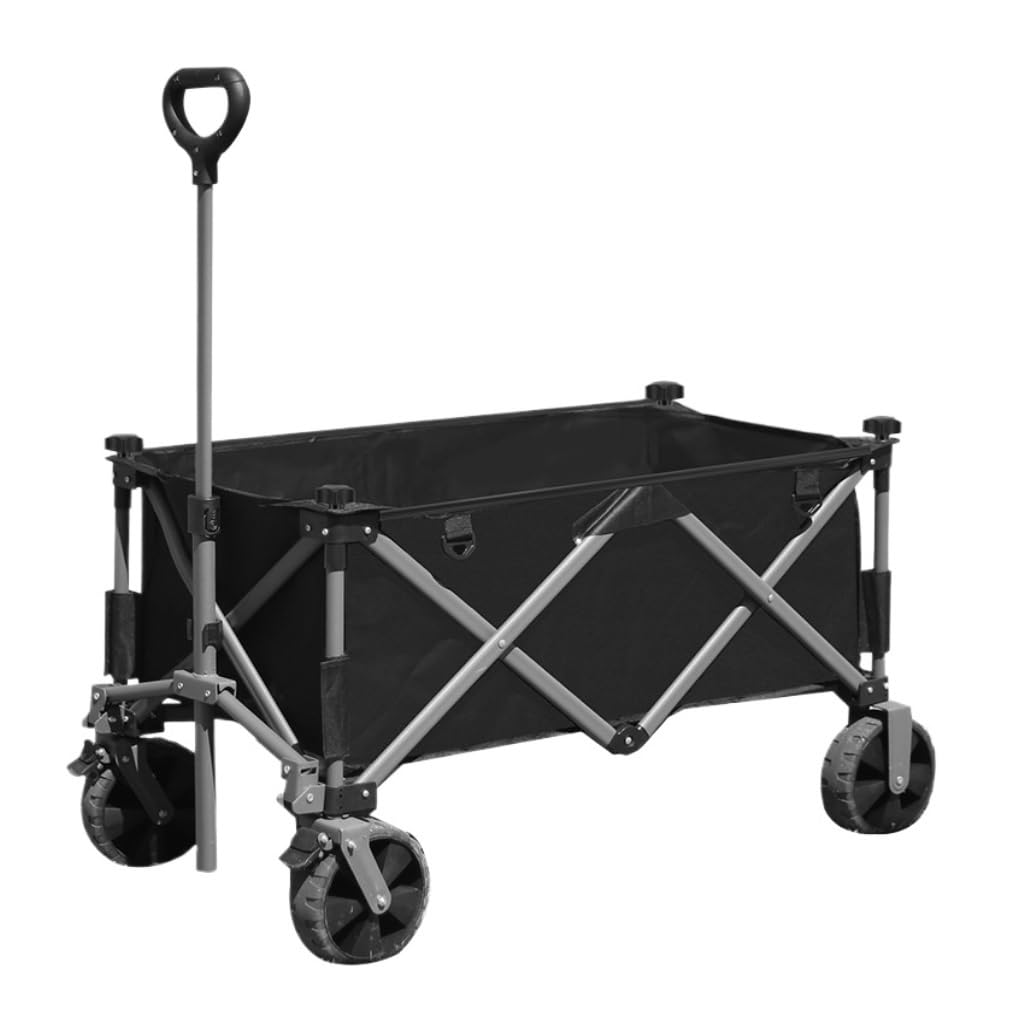 Genérico Carrito de Camping Plegable y práctico de Cuatro Ruedas, Carrito de Playa para Acampar al Aire Libre y picnics, Carrito de Arrastre Ligero para reuniones en autocaravanas y mercados.