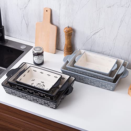 Original Heart Casserole Dish Ceramic Baking Pan 3Pcs Bakeware Set Black Baking Dish For Oven 9X13 Baking Pan Casserole Dish Set Nonstick Baking Dishes For Kitchen #TOP7