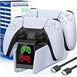 HASACOOL PS5 Controller Charger Station - 2.5H Fast Charging Dock with LED Indicator, Dual Controllers Charger for Dual-Sense & Edge, Compact Design and Safe Charging for Gamers