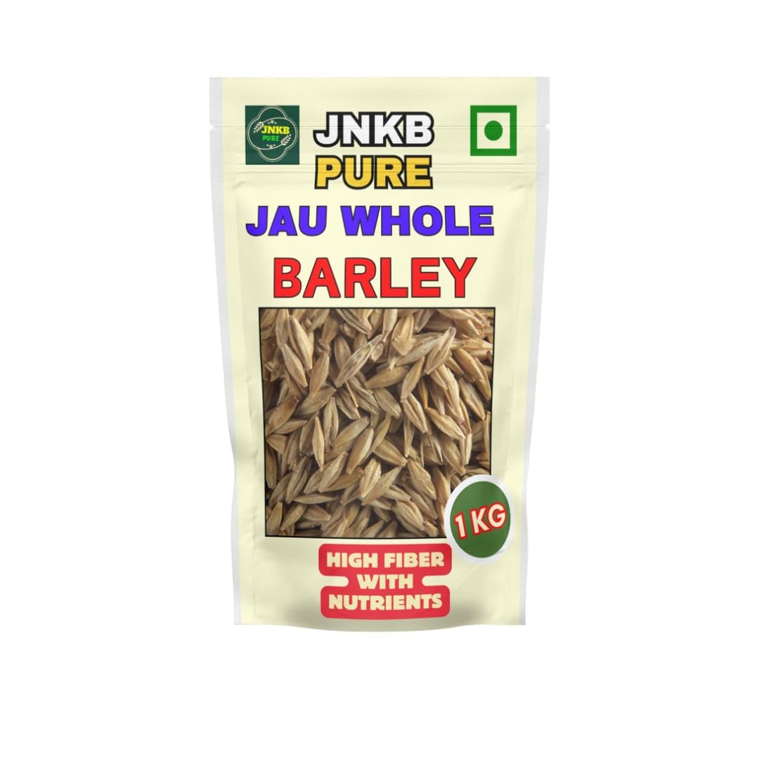 JNKB PURE Jau Whole Grain 1kg | Raw Unpolished Barley | Desi Jau Dana | Fiber-Rich Ancient Cereal for Barley Water, Dalia, Khichdi & Flour | Gluten-Friendly & Chemical-Free Whole Grains