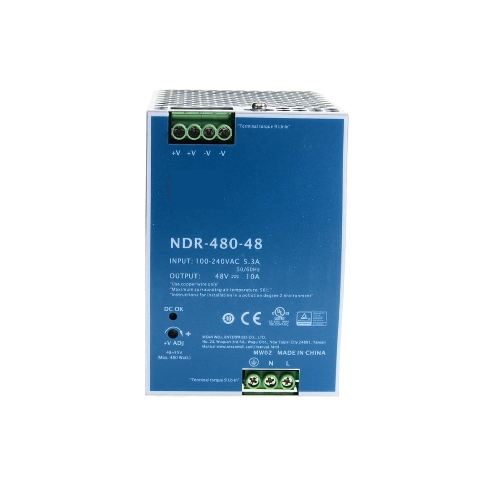JJKKOZVQF NDR-480-48 48V 10A 480W Single Output Power Supply