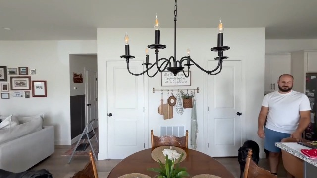 Image of Phaosio Black Chandelier, 6-Light Farmhouse Candle Chandelier 29'', Rustic Industrial Hanging Light Fixture for Dining Room, Kitchen Island, Living Room, Entryway, Bedroom, Foyer
