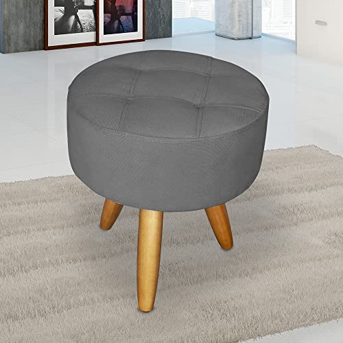 Puff decorativo redondo moderno resistente (Cinza)