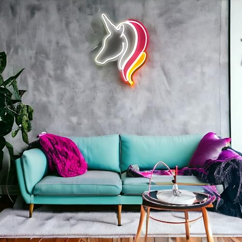 Image of Unicorn Neon Sign - Multicolor LED Wall Light for Kids Bedroom, Living Room, Party & Cafe Decor