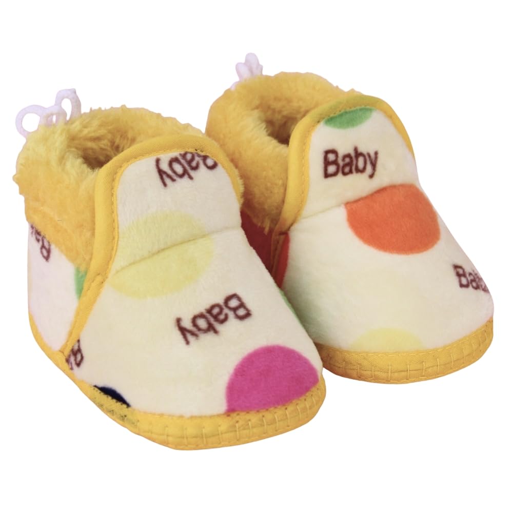 neska moda 6 To 12 Months Baby Unisex Yellow Soft Cotton Baby Printed Lace Booties-BT5251-picture-50