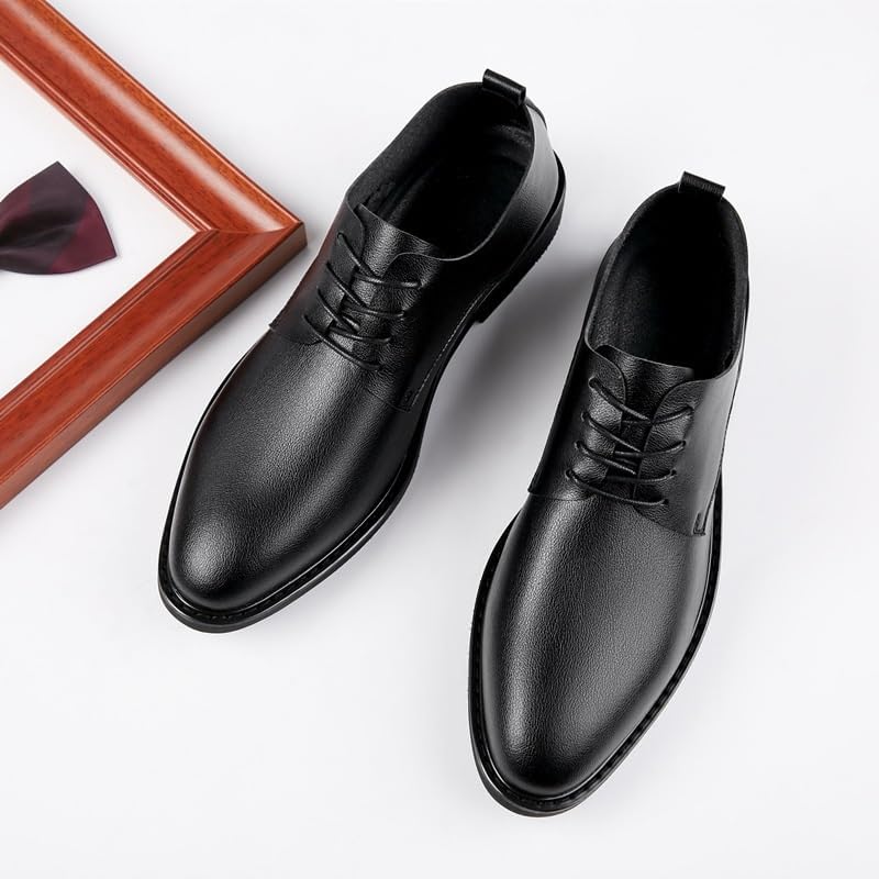 Mens Office Oxford Dress Shoes, Leather Pointed Toe Lace Up Business Wedding Classic Tuxedo Brogue Shoes3