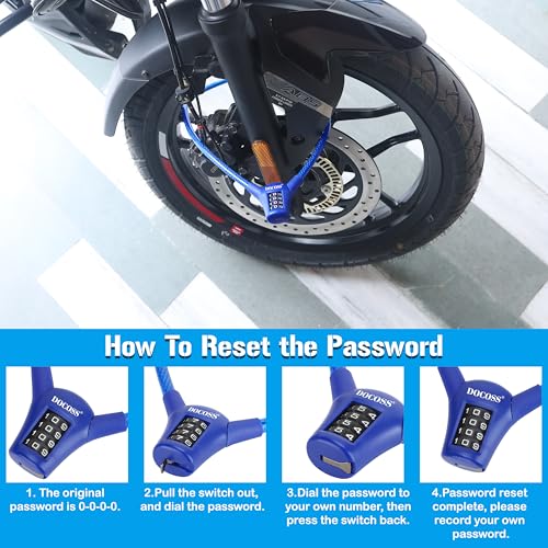Image of DOCOSS-Ultra Strong Bike Helmet Lock for Bike,Cycle Lock for Bicycle,Bike Helmet Lock for Two Wheeler,Password Number Lock (Pro), Black