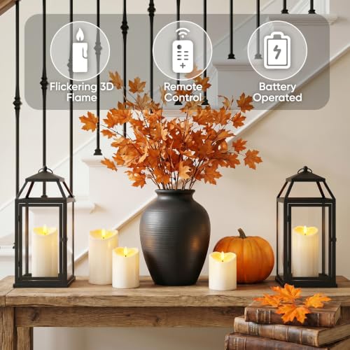 Image of Raycare Outdoor Waterproof Flameless Candles, Battery Operated LED Candles with Remote Control and Timer, Electric Fake Plastic Pillar Candles, Ivory White, Set of 6(3 inchx4 inch5 inch 6 inch)