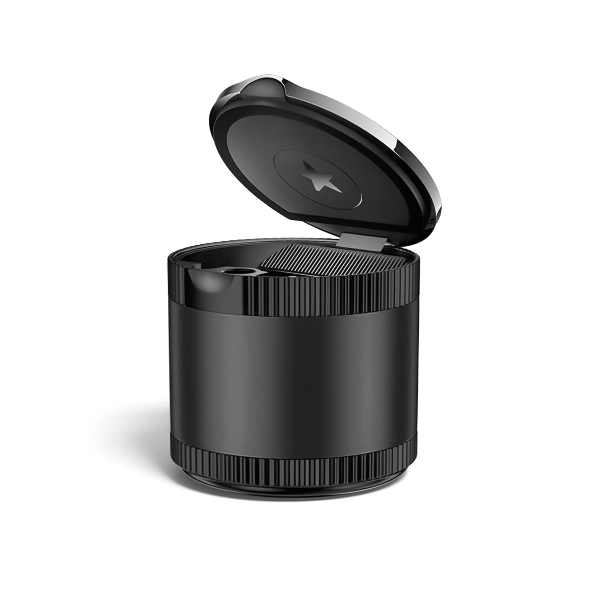 AUCELICar Ashtray with Lid, USA Flag Cigarette Smokeless Cylinder Mini Trash Can, Detachable Ash Container for Vehicles Cup Holder, Portable Auto Accessories Mini Trash Can for Office Home (Black)